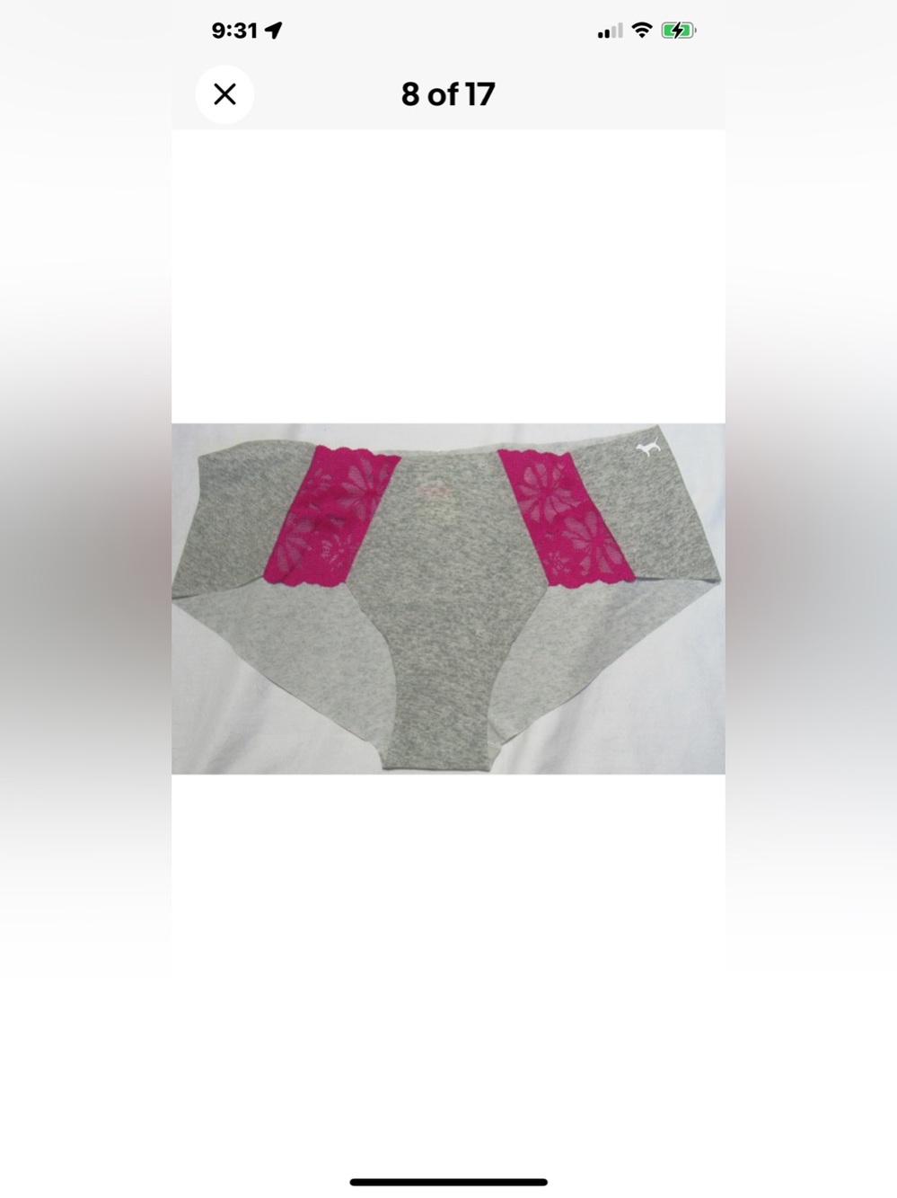 PINK Victoria's Secret Grey Shorts with Pink Lace Insets size xs